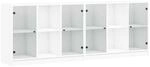 vidaXL B&uuml;cherschrank mit T&uuml;ren, B&uuml;cherregal mit Stauraum, Standregal f&uuml;r