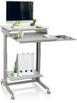 hjh OFFICE 830021 Schreibtisch Workstation Grau Stehpult Home-Office,