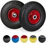 Relaxdays 4 x Sackkarrenrad, pannensichere Vollgummireifen, 3.00-4" Stahlfelge,...
