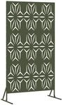 vidaXL Au&szlig;enzaunpanel in Olivgr&uuml;n mit Blumenmuster | Gro&szlig;es, modernes Design,