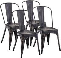 CLP Stapelst&uuml;hle 4er Set Metall mit Lehnen Benedikt, Bistrost&uuml;hle stapelbar...
