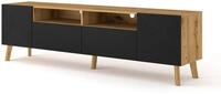 BIM Furniture LUXI Lowboard 195 cm Eiche Artisan, Fronten Schwarz Matt Gefr&auml;st...