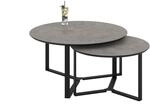Hela Tische, 2er Set Couchtisch Massa, Betonoptik dunkel, Gestell Metall Rechteckig,