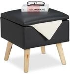 Relaxdays Sitzhocker mit Stauraum, aus Kunstleder, HxBxT: 40 x 40 x 40 cm, mit