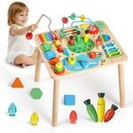 VEVOR Holz Aktivit&auml;tstisch, Montessori Spielzeug, 13-in-1-Lerntisch, Spieltisch
