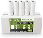 50 EC-Rollen 57x46x12, 25 m, mit Lastschrift-Aufdr.