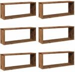vidaXL Wandregal 6 STK., W&uuml;rfelregal mit Stauraum Wandmontage, H&auml;ngeregal