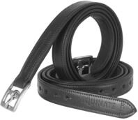 Equinate Leder Steigb&uuml;gelriemen Superior mit Edelstahlschnallen Schwarz 130