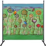QUICK STAR Paravent Outdoor Wetterfest 180 x 178 cm Green Flowers | Raumteiler