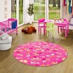 Snapstyle Kinder Spiel Teppich Schmetterling Pink Rund in 7 Gr&ouml;&szlig;en