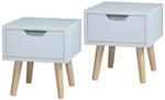 HTI living Nachttisch 1 Schublade 2er-Set Thekla Wei&szlig; Beistelltisch Kommode