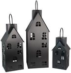 UNUS Laternenhaus in Schwarz, Outdoor Laterne 80 cm gro&szlig;, Solarlaterne mit LED