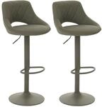 2er-Set Barhocker HWC-N64, Barstuhl Tresenhocker, Fu&szlig;ablage drehbar, Kunstleder