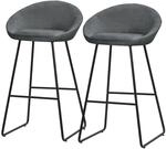 ML-Design Barhocker 2er Set Anthrazit 75 cm hoch mit Stoffbezug, Gepolsterte