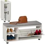 Relaxdays Schuhbank mit Sitzfl&auml;che & Schrank, Set, Schuhschrank mit Sitzbank,