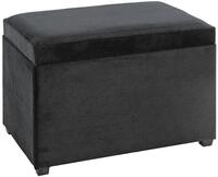 HAKU Sitztruhe schwarz, MDF, Textilgewebe Cord - Ma&szlig;e: B 58 cm x H 42 cm x T 39 cm,