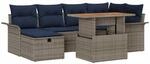 vidaXL Gartensofa-Set mit Kissen mit Speicher 7 pcs Grau Poly-Rattan,