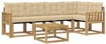 vidaXL Outdoor-Sofagarnitur mit Kissen 6 pcs Wei&szlig; und Beige, Akazien Outdoor...