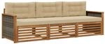 vidaXL Outdoor-Sofagarnitur mit Kissen 3 pcs Natur und Beige, Outdoor Lounge,...