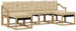 vidaXL Outdoor-Sofagarnitur mit Kissen 6 pcs Wei&szlig; und Beige, Garten Ecksofa,