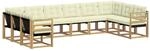 vidaXL Outdoor-Sofagarnitur mit Kissen 10 pcs Wei&szlig; und Creme, Gartenm&ouml;bel,...