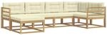 vidaXL Outdoor-Sofagarnitur mit Kissen 5 pcs Wei&szlig; und Creme Polyester, Patio-Sofa,