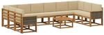 vidaXL Outdoor-Sofagarnitur 11 pcs Natur und Beige Massivholz Akazie,...