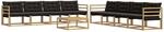 vidaXL Outdoor-Sofagarnitur 9 pcs Wei&szlig; und Schwarz 79 x 79 x 37 cm, Gartenlounge,