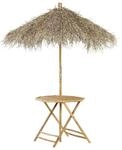 Beliani Gartentisch mit Sonnenschirm Bambus Seegras Hellbraun Molise