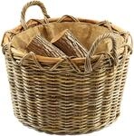 Kobolo Kaminkorb Holzkorb f&uuml;r Kaminholz rund Kubu grey-antique - aus Rattan mit
