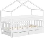 ML-Design Kinderbett Hausbett 80x160 cm Wei&szlig; mit Matratze, Holzbett mit 2