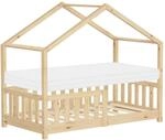 ML-Design Kinderbett Hausbett 70x140 cm Natur mit Matratze, Holzbett mit