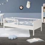 ML-Design Kinderbett 80x160 cm, Wei&szlig;, Einzelbett f&uuml;r Kinder mit Lattenrost und