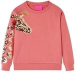 vidaXL Kinder Sweatshirt mit Giraffe aus Pailletten Langarmshirt Pullover Altrosa 92