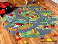 Snapstyle Kinder Spiel Teppich Little Village Gr&uuml;n Rund in 7 Gr&ouml;&szlig;en
