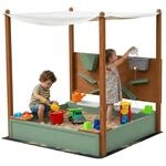 AIYAPLAY Sandkasten mit Abdeckung 116 x 112,5 cm aus Massivholz Impr&auml;gniert...