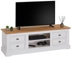 IDIMEX Lowboard Kent f&uuml;r 65" TV in wei&szlig;/Eiche Farben aus Massivholz, sch&ouml;ner