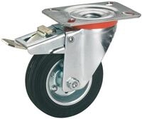 D&ouml;rner + Helmer Vollgummi-Lenkrolle mit Totalfeststeller, 100mm x 30mm, 70kg