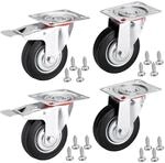 4er SET SOTECH Transportrollen RED &Oslash; 125 mm (2x Lenkrollen, 2x Lenkrollen mit