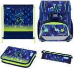herlitz Schulranzen Set 4-teilig Loop T.Rex Explorer Blau Gr&uuml;n 17 L Ergonomischer