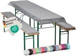 NYVI Bierbankauflagen Set NYVIGala 130x70 cm Grau Kariert - 1x Tischdecke f&uuml;r...