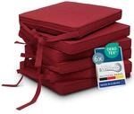 Beautissu Loft SK Stuhlkissen 45x40 cm Rot - 6er Set Stuhlpolster mit B&auml;ndern
