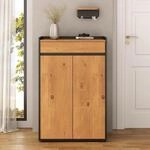 Schuhschrank TILO mit Schublade, Schwarz/Eiche farben &ndash; moderner Schrank mit