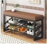 HTI living Schuhregal Metall 2 Ebenen mit Sitzkissen Braun