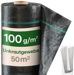 Praknu 50m&sup2; Anti Unkrautgewebe 100g/m&sup2; mit 24 Erdanker - Wasserdurchl&auml;ssig &...