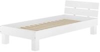Erst-Holz&reg;Einzelbett Buche massiv 90x200 Bett mit Rollrost Holzbett waschwei&szlig;