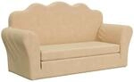 vidaXL Kinder-Schlafsofa 2-Sitzer Creme Weicher Pl&uuml;sch, Kindercouch,...