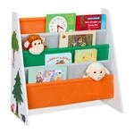 Relaxdays B&uuml;cherregal Kinder, HxBxT: 60 x 62,5 x 28 cm, 4 Stofff&auml;cher,