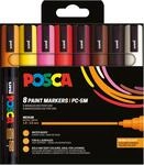 POSCA 182549 - POSCA Marker Set, 8 Acrylstifte PC-5M, Permanent Marker 1,8 - 2,5 mm