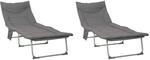 vidaXL Klappbare Sonnenliege mit Kissen 2 pcs Anthrazit, verstellbare...